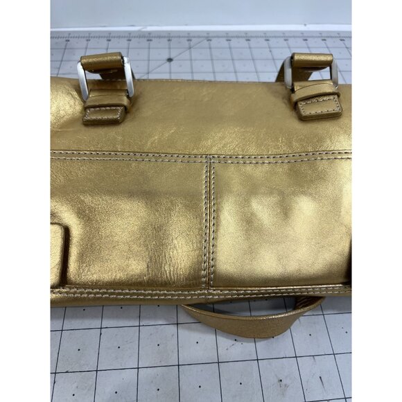 Michael Kors Gold Metallic Double Handle Buckle Handbag Purse VG++ - Picture 7 of 9